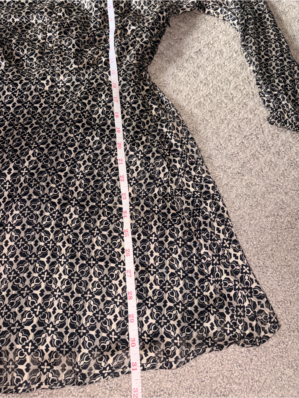 Nwt Lost + Wander Black And White Printed Long-Sleeve Mini Dress — image 8 of 8